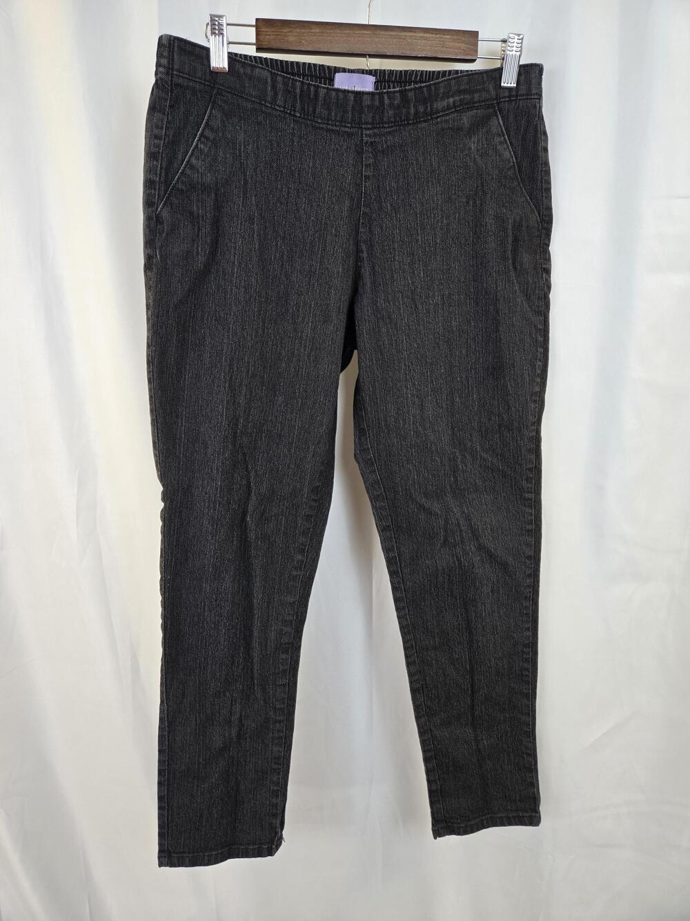 Laura Scott Jeans Womens Large Petite Gray Charcoal Wash Tapered Stretch Denim